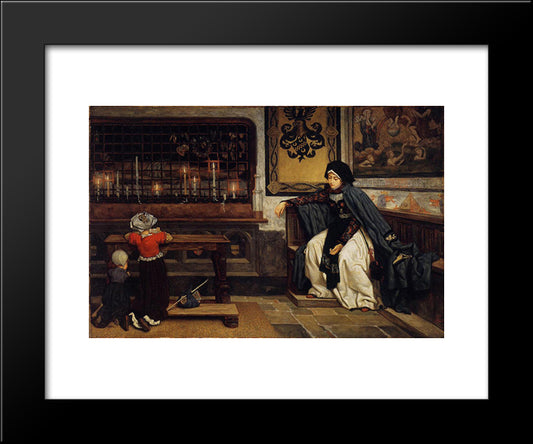 Marguerite In Church 20x24 Black Modern Wood Framed Art Print Poster by Tissot, James