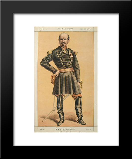 Men Of The Day No.100 Caricature Of Gen Louis Jules Trochu, Caption Reads 20x24 Black Modern Wood Framed Art Print Poster by Tissot, James