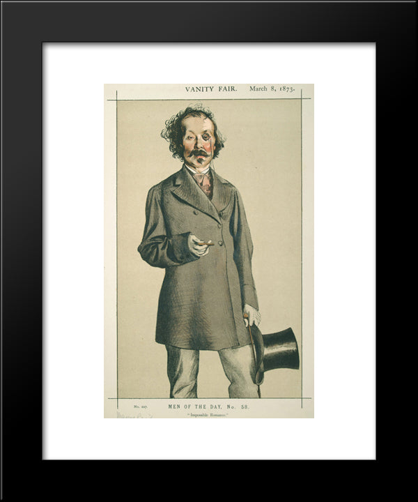 Men Of The Day No.580 Caricature Of Mr.Thomas Mayne Reid 20x24 Black Modern Wood Framed Art Print Poster by Tissot, James