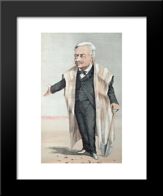 Men Or Women Of The Day No.20 Caricature Of Le Viscomte De Lesseps 20x24 Black Modern Wood Framed Art Print Poster by Tissot, James