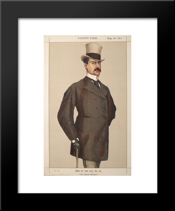 Men Or Women Of The Day No.300 Caricature Of Don Manuel Rances-Y-Villanueva 20x24 Black Modern Wood Framed Art Print Poster by Tissot, James