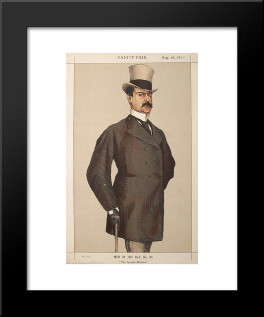 Men Or Women Of The Day No.300 Caricature Of Don Manuel Rances-Y-Villanueva 20x24 Black Modern Wood Framed Art Print Poster by Tissot, James