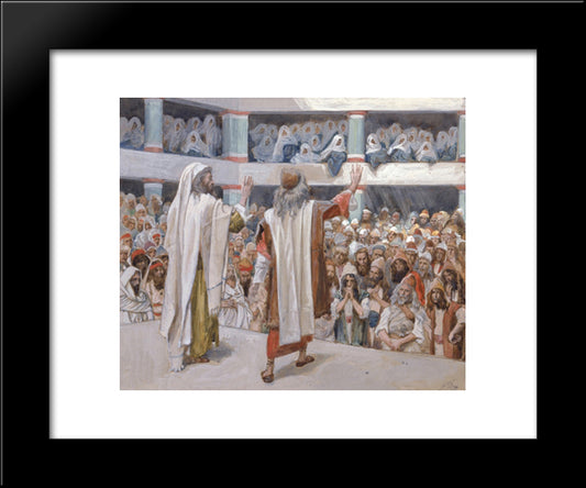 Moses And Aaron Speak To The People 20x24 Black Modern Wood Framed Art Print Poster by Tissot, James
