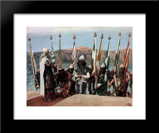 Moses Blesses Joshua Before The High Priest 20x24 Black Modern Wood Framed Art Print Poster by Tissot, James