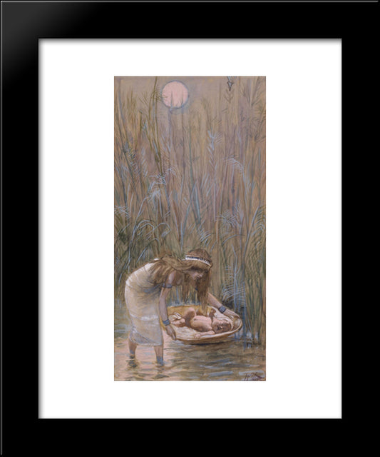 Moses Laid Amid The Flags 20x24 Black Modern Wood Framed Art Print Poster by Tissot, James