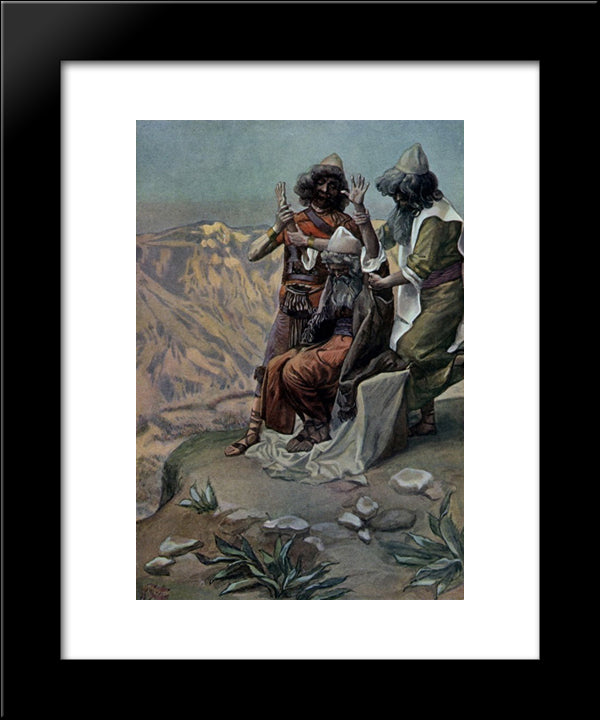 Moses On The Mountain During The Battle, As In Exodus 20x24 Black Modern Wood Framed Art Print Poster by Tissot, James