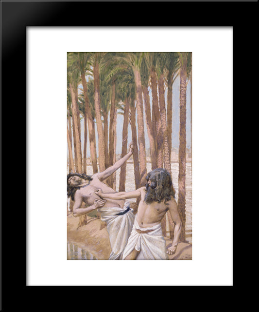 Moses Slays An Egyptian 20x24 Black Modern Wood Framed Art Print Poster by Tissot, James