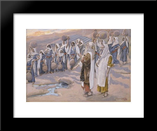 Moses Smiteth The Rock In The Desert 20x24 Black Modern Wood Framed Art Print Poster by Tissot, James