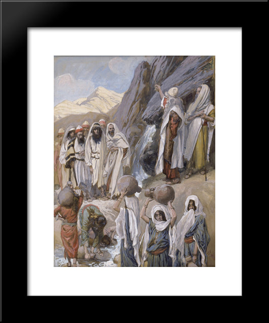 Moses Strikes The Rock 20x24 Black Modern Wood Framed Art Print Poster by Tissot, James