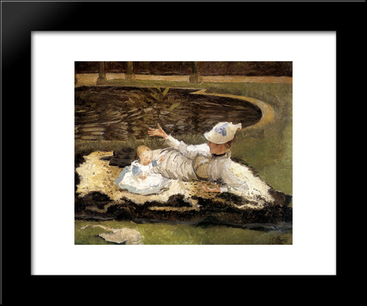 Mrs. Newton With A Child By A Pool 20x24 Black Modern Wood Framed Art Print Poster by Tissot, James