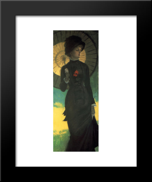 Mrs. Newton With A Parasol 20x24 Black Modern Wood Framed Art Print Poster by Tissot, James