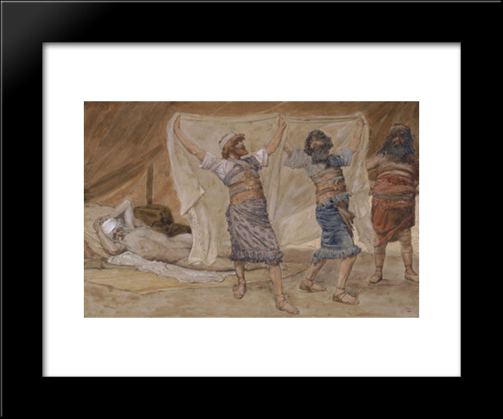 Noah'S Drunkenness 20x24 Black Modern Wood Framed Art Print Poster by Tissot, James