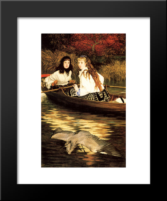On The Thames, A Heron 20x24 Black Modern Wood Framed Art Print Poster by Tissot, James