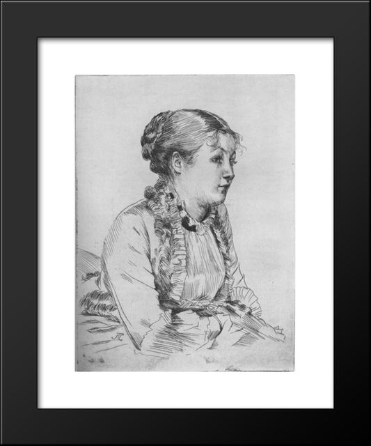 Portrait Of Woman 20x24 Black Modern Wood Framed Art Print Poster by Tissot, James