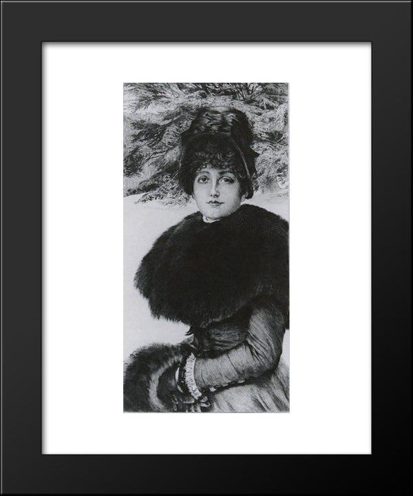 Promenade Dans La Neige 20x24 Black Modern Wood Framed Art Print Poster by Tissot, James
