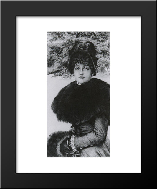 Promenade Dans La Neige 20x24 Black Modern Wood Framed Art Print Poster by Tissot, James