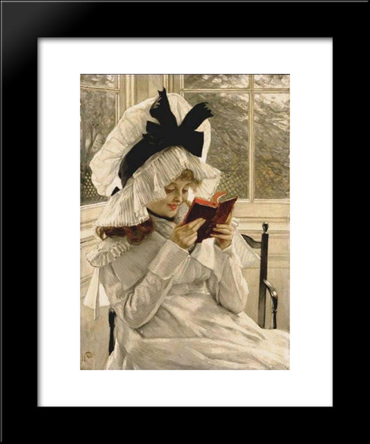 Reading A Book 20x24 Black Modern Wood Framed Art Print Poster by Tissot, James