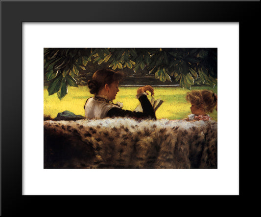 Reading A Story 20x24 Black Modern Wood Framed Art Print Poster by Tissot, James