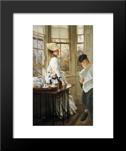 Reading The News 20x24 Black Modern Wood Framed Art Print Poster by Tissot, James