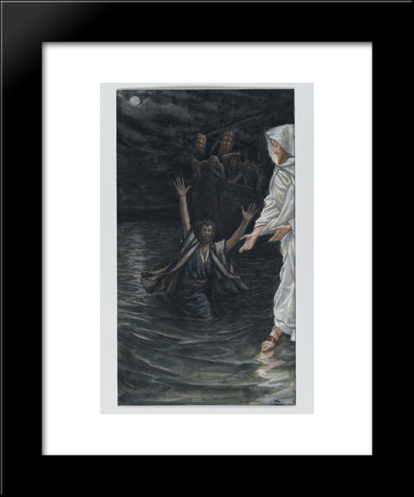 Saint Peter Walks On The Sea (Saint Pierre Marche Sur La Mer) 20x24 Black Modern Wood Framed Art Print Poster by Tissot, James