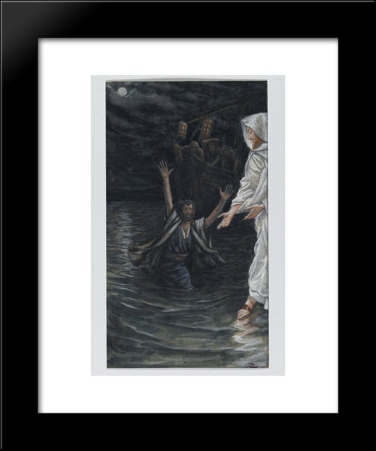 Saint Peter Walks On The Sea (Saint Pierre Marche Sur La Mer) 20x24 Black Modern Wood Framed Art Print Poster by Tissot, James
