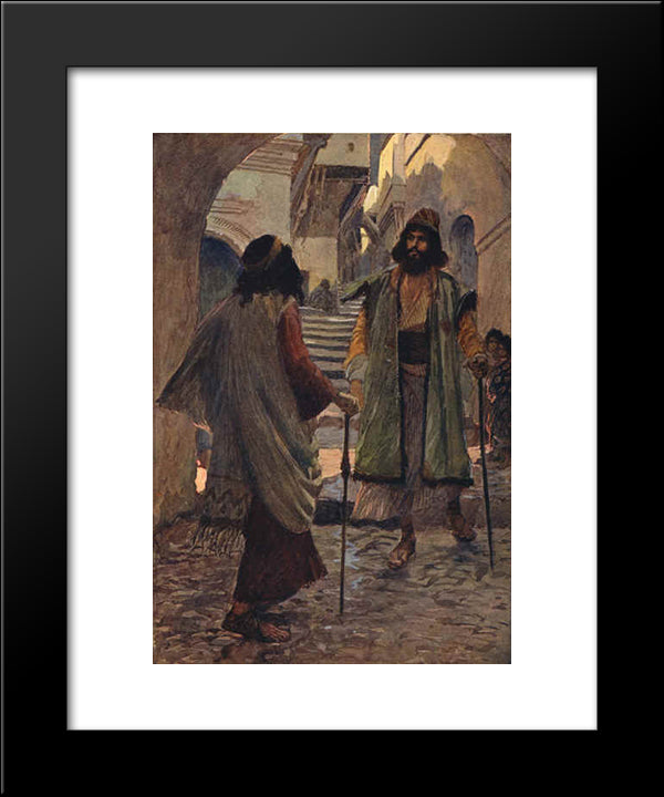 Saul Meets With Samuel 20x24 Black Modern Wood Framed Art Print Poster by Tissot, James