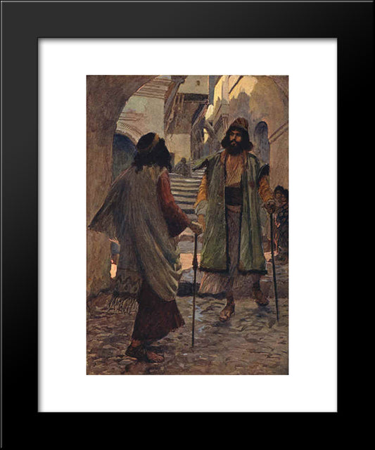 Saul Meets With Samuel 20x24 Black Modern Wood Framed Art Print Poster by Tissot, James
