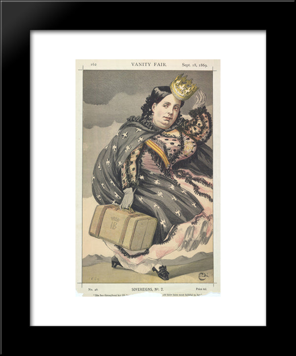 Sovereigns No.20 Caricature Of Isabella Ii Of Spain 20x24 Black Modern Wood Framed Art Print Poster by Tissot, James