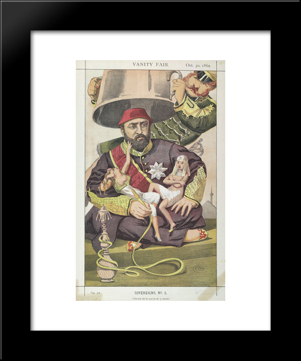 Sovereigns No.50 Caricature Of Sultan Abdul Aziz Of Turkey 20x24 Black Modern Wood Framed Art Print Poster by Tissot, James