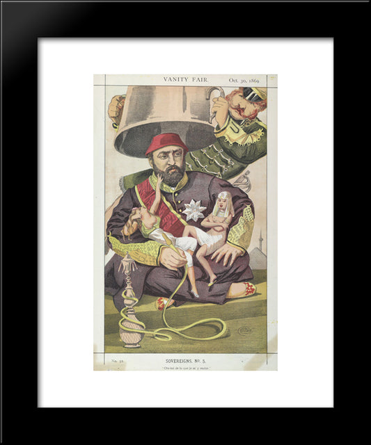 Sovereigns No.50 Caricature Of Sultan Abdul Aziz Of Turkey 20x24 Black Modern Wood Framed Art Print Poster by Tissot, James