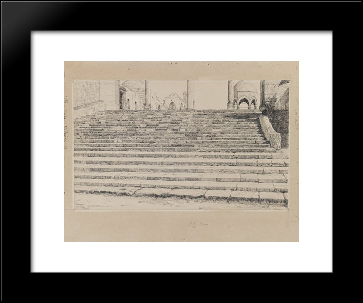 Staircase Of The Court, Haram 20x24 Black Modern Wood Framed Art Print Poster by Tissot, James
