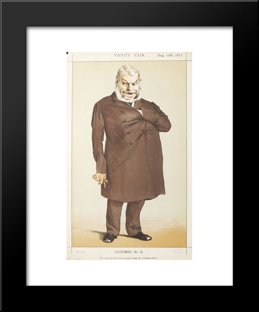 Statesmen No.910 Caricature Of Mr John Locke M.P. 20x24 Black Modern Wood Framed Art Print Poster by Tissot, James