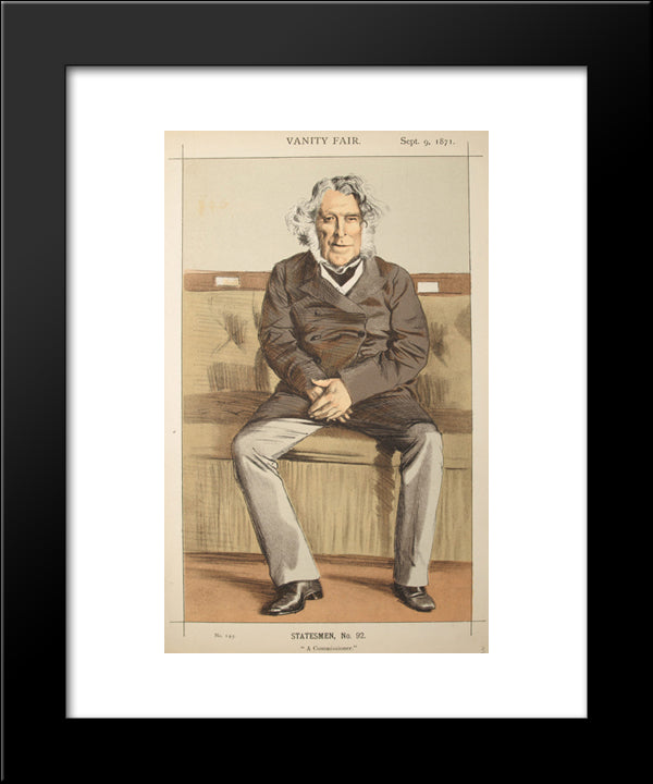 Statesmen No.920 Caricature Of The Rt Hon Russell Gurney 20x24 Black Modern Wood Framed Art Print Poster by Tissot, James