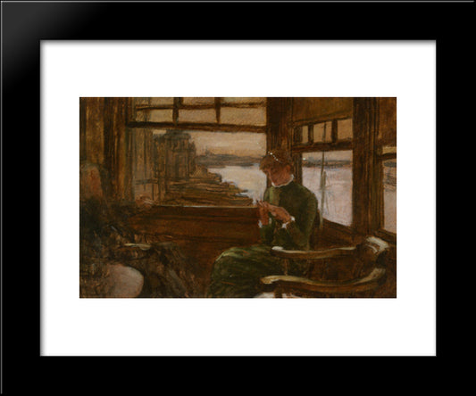 Study Of Cathlene Newton In A Thames Tavern 20x24 Black Modern Wood Framed Art Print Poster by Tissot, James