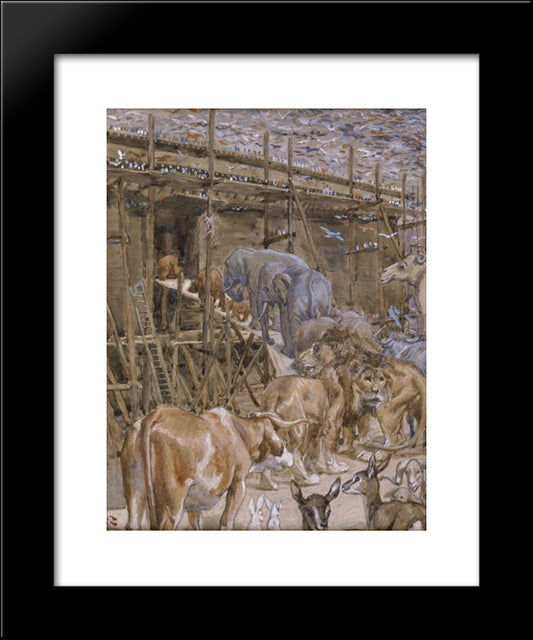 The Animals Enter The Ark 20x24 Black Modern Wood Framed Art Print Poster by Tissot, James