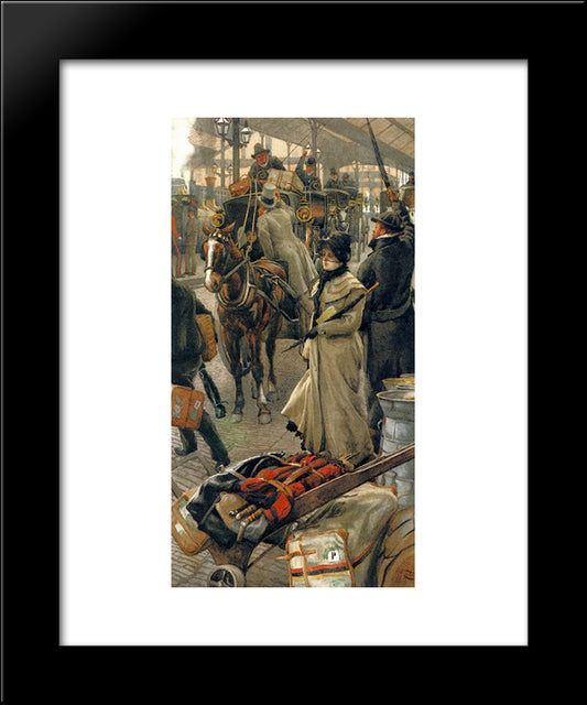 The Departure Platform, Victoria Station 20x24 Black Modern Wood Framed Art Print Poster by Tissot, James