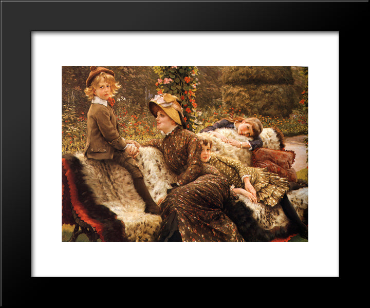 The Garden Bench 20x24 Black Modern Wood Framed Art Print Poster by Tissot, James