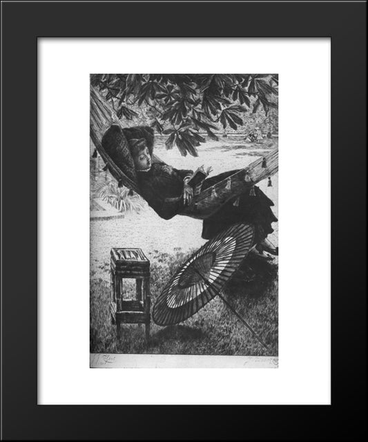 The Hammock 20x24 Black Modern Wood Framed Art Print Poster by Tissot, James