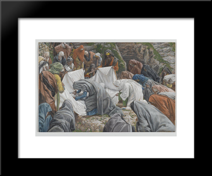The Holy Virgin Kisses The Face Of Jesus Before He Is Enshrouded On The Anointing Stone 20x24 Black Modern Wood Framed Art Print Poster by Tissot, James