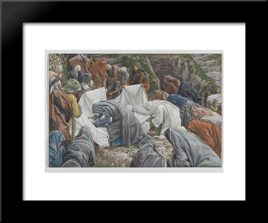 The Holy Virgin Kisses The Face Of Jesus Before He Is Enshrouded On The Anointing Stone 20x24 Black Modern Wood Framed Art Print Poster by Tissot, James