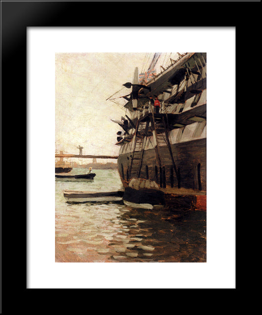 The Hull Of A Battle Ship 20x24 Black Modern Wood Framed Art Print Poster by Tissot, James