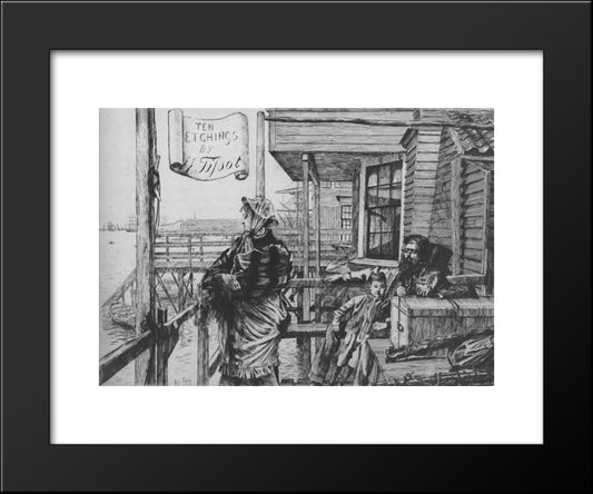 The Inn Of The Three Ravens 20x24 Black Modern Wood Framed Art Print Poster by Tissot, James