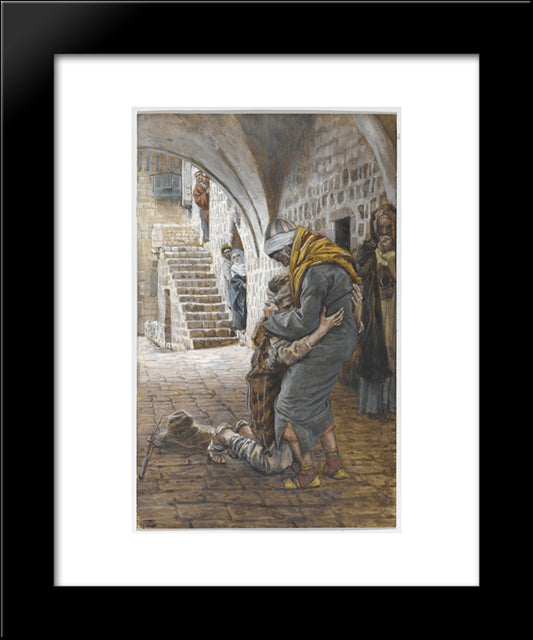 The Return Of The Prodigal Son, Illustration For 'The Life Of Christ' 20x24 Black Modern Wood Framed Art Print Poster by Tissot, James