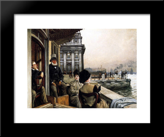 The Terrace Of The Trafalgar Tavern Greenwich London 20x24 Black Modern Wood Framed Art Print Poster by Tissot, James