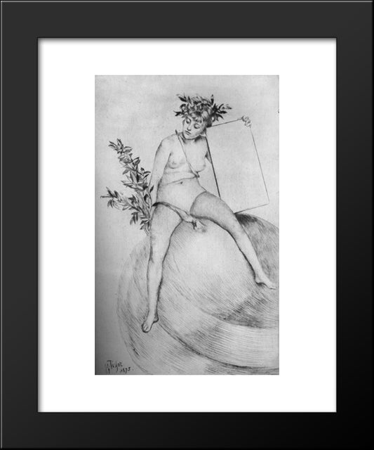 Two Frontispiece (Sitting On The Globe) 20x24 Black Modern Wood Framed Art Print Poster by Tissot, James
