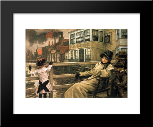 Waiting For The Ferry 20x24 Black Modern Wood Framed Art Print Poster by Tissot, James