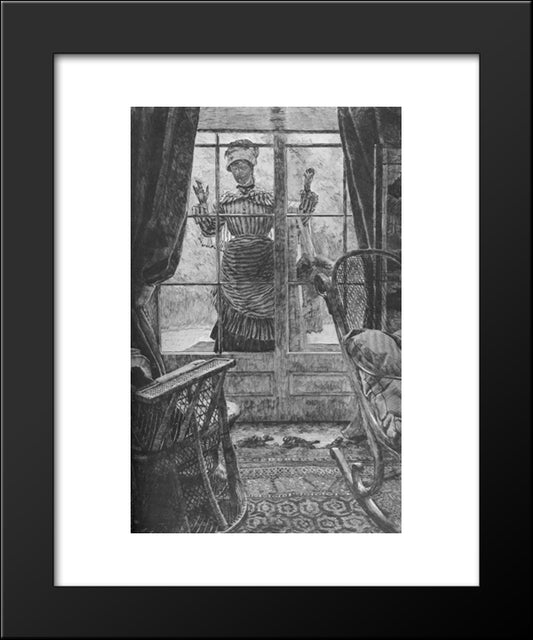 Woman At The Window 20x24 Black Modern Wood Framed Art Print Poster by Tissot, James