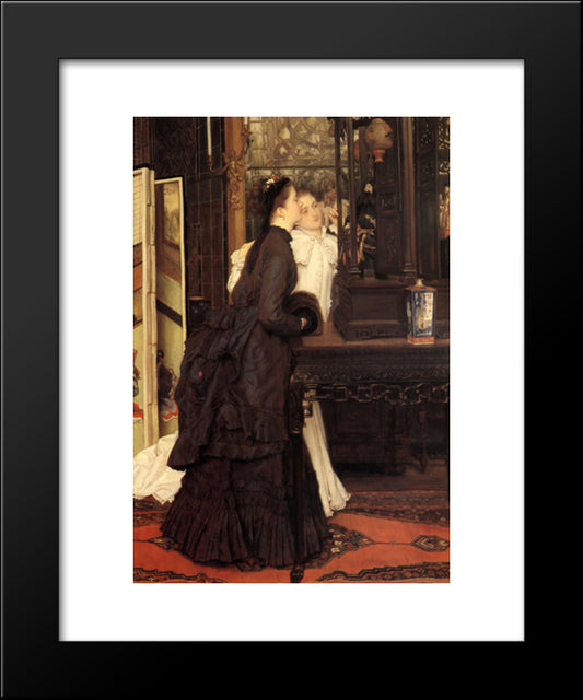 Young Ladies Looking At Japanese Objects 20x24 Black Modern Wood Framed Art Print Poster by Tissot, James