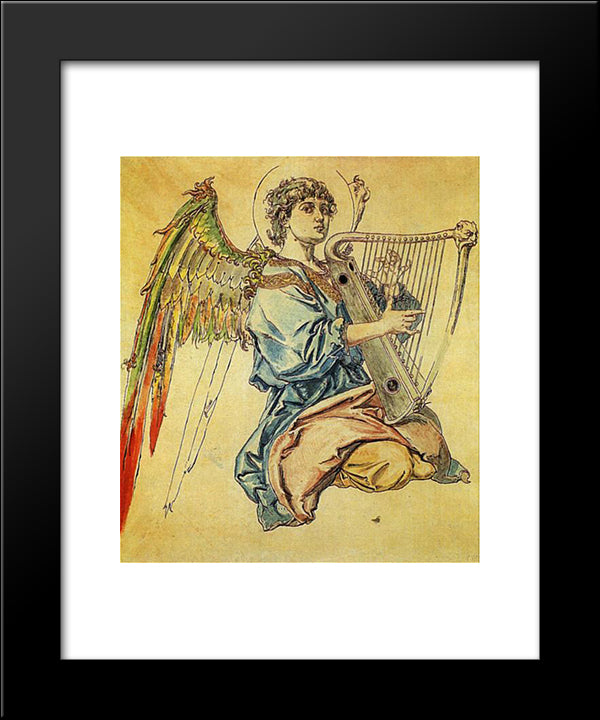 Angel With Harp 20x24 Black Modern Wood Framed Art Print Poster by Matejko, Jan