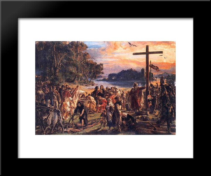 Christianization Of Poland A D 965 20x24 Black Modern Wood Framed Art Print Poster by Matejko, Jan